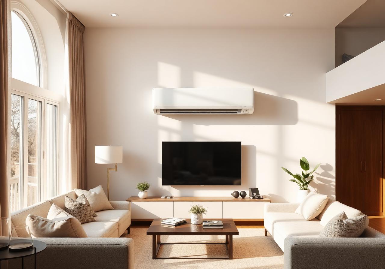 Climatisation murale installée dans un salon